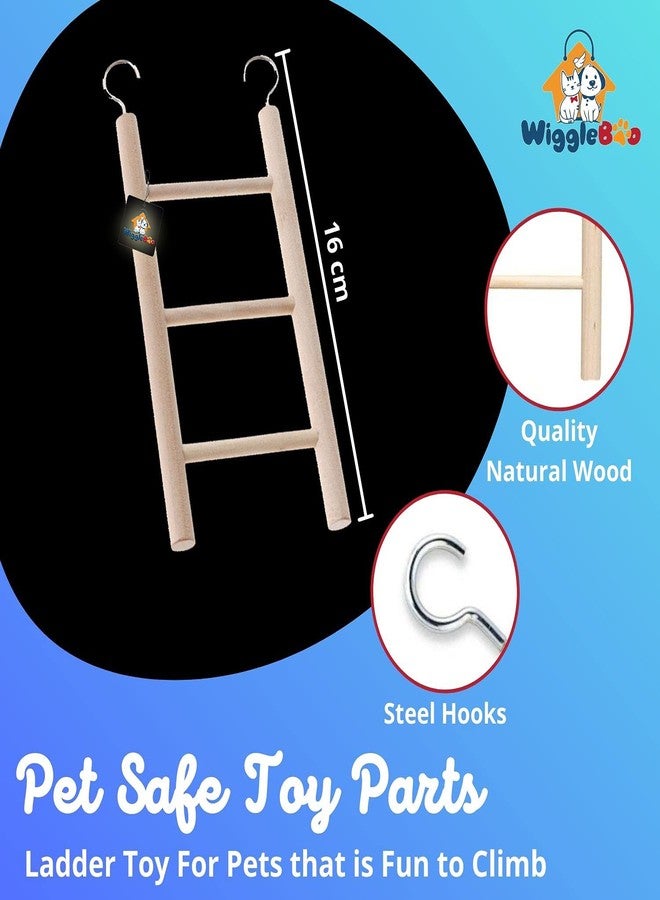 WiggleBoo لعبة سلم خشبي بثلاث درجات من WiggleBoo للحيوانات الأليفة | للحيوانات الصغيرة - السنجاب الطائر، الهامستر، السنجاب، الشنشيلة، الجرذ - Image 4